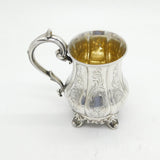 Exeter Provincial Victorian Sterling Silver Floral Christening Mug Antique