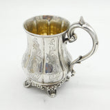 Exeter Provincial Victorian Sterling Silver Floral Christening Mug Antique