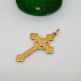 9ct Yellow Gold Ivy Leaf Cross Pendant Antique 1912 Chester Art Deco