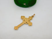 9ct Yellow Gold Ivy Leaf Cross Pendant Antique 1912 Chester Art Deco