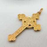 9ct Yellow Gold Ivy Leaf Cross Pendant Antique 1912 Chester Art Deco