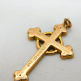 9ct Yellow Gold Ivy Leaf Cross Pendant Antique 1912 Chester Art Deco