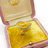 18ct Yellow Gold Double Entwined Serpent Snake Ring Vintage c1970 Size O 1/2 UK