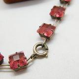 Art Deco Sterling Silver Pink Paste Square Panel Short Necklace Antique c1920