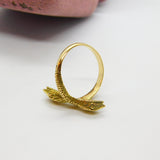 18ct Yellow Gold Double Entwined Serpent Snake Ring Vintage c1970 Size O 1/2 UK