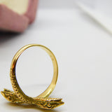 18ct Yellow Gold Double Entwined Serpent Snake Ring Vintage c1970 Size O 1/2 UK