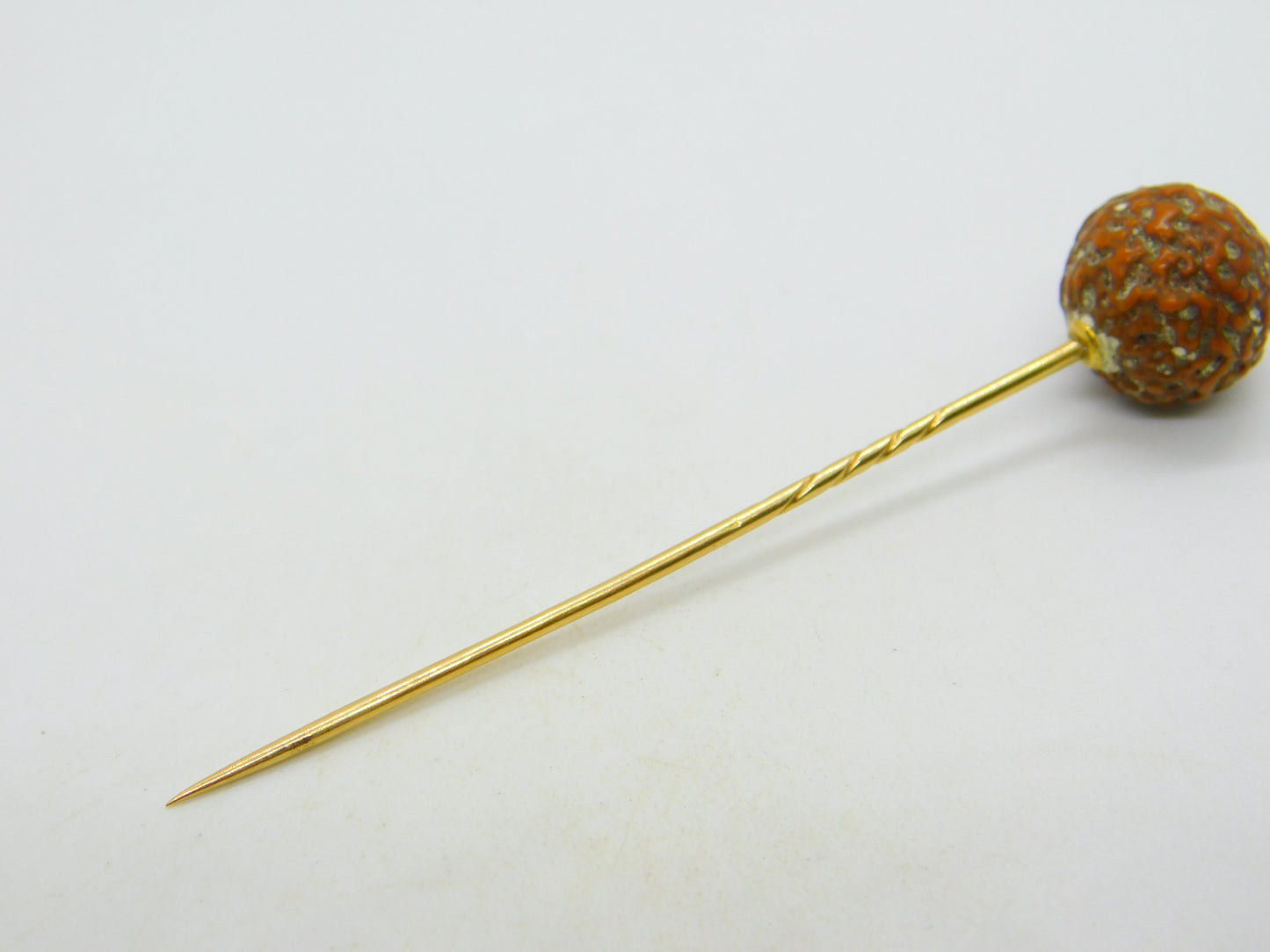 Victorian 9ct Yellow Gold Organic Nut Set Stick Pin Antique c1890