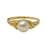 9ct Yellow Gold Pearl Set Dress Ring Vintage c1980 Birmingham