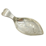 George III Sterling Silver Floral Pattern Tea Caddy Spoon Antique c1805
