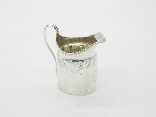 Georgian Sterling Silver Floral Pattern Cream Jug 1796 London Antique