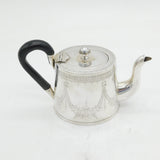 Sterling Silver Bachelors Floral Wooden Handled Teapot Antique 1898 Birmingham