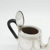 Sterling Silver Bachelors Floral Wooden Handled Teapot Antique 1898 Birmingham
