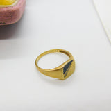 9ct Yellow Gold, Onyx & Diamond Signet Ring Vintage c1970 Size Y UK