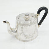 Sterling Silver Bachelors Floral Wooden Handled Teapot Antique 1898 Birmingham