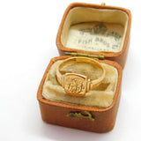 9ct Yellow Gold Monogram Initial Signet Ring 1945 Chester Antique Art Deco