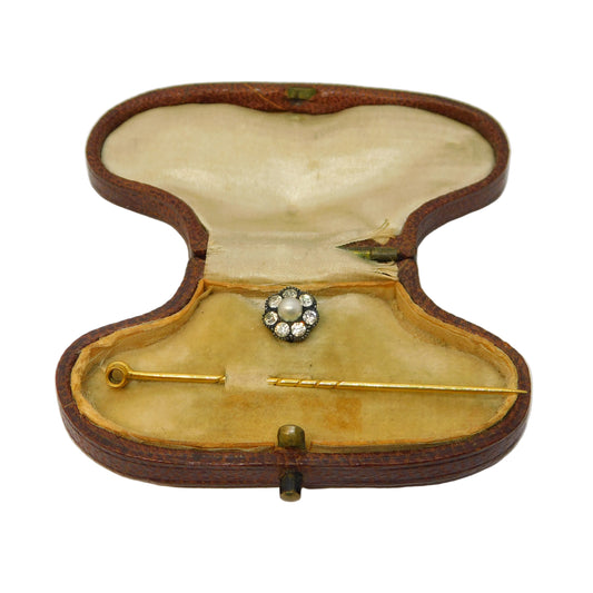 Edwardian Boxed 9ct Gold Adjustable Stick Pin & Stud Set Antique c1910