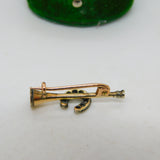 Victorian 15ct Gold & Diamond Horseshoe & Hunting Horn Brooch Antique c1840