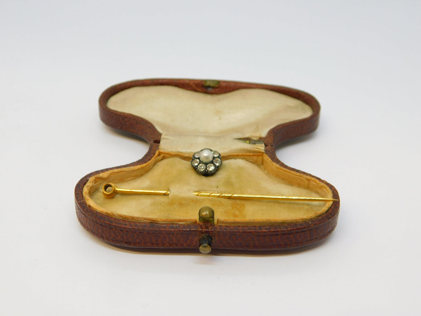 Edwardian Boxed 9ct Gold Adjustable Stick Pin & Stud Set Antique c1910