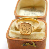 9ct Yellow Gold Monogram Initial Signet Ring 1945 Chester Antique Art Deco