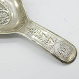 George III Sterling Silver Filigree Tea Caddy Spoon Antique 1802 Birmingham