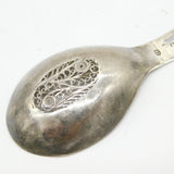 George III Sterling Silver Filigree Tea Caddy Spoon Antique 1802 Birmingham