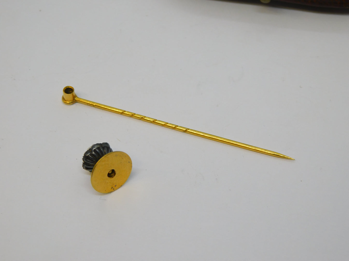 Edwardian Boxed 9ct Gold Adjustable Stick Pin & Stud Set Antique c1910