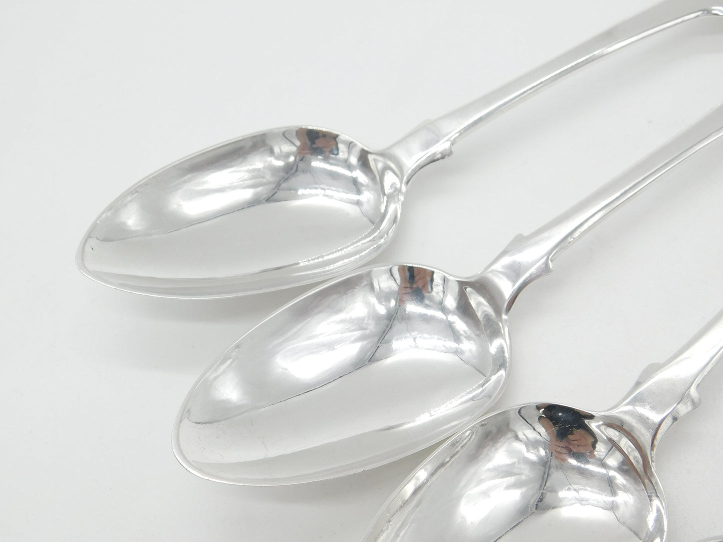 Georgian Scottish Sterling Silver Queens Pattern Serving Spoon Set 1819 Edinburgh