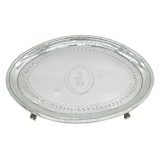 George III Sterling Silver Dog Crest Teapot Stand Antique 1788 London