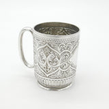 Victorian Sterling Silver Floral Pattern Christening Mug 1890 London Antique