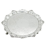 George III Sterling Silver Floral Pattern Salver Dish Antique 1764 London