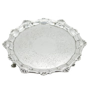 George III Sterling Silver Floral Pattern Salver Dish Antique 1764 London