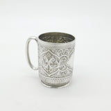 Victorian Sterling Silver Floral Pattern Christening Mug 1890 London Antique