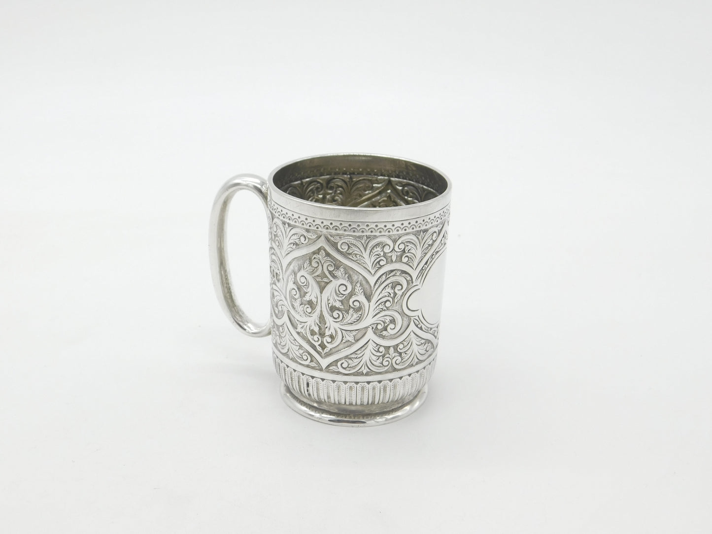 Victorian Sterling Silver Floral Pattern Christening Mug 1890 London Antique