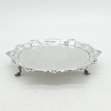 George III Sterling Silver Floral Pattern Salver Dish Antique 1764 London