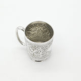 Victorian Sterling Silver Floral Pattern Christening Mug 1890 London Antique