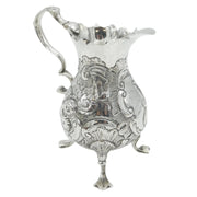 George II Sterling Silver Floral Pattern Paw Foot Cream Jug Antique 1749 London