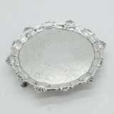 George III Sterling Silver Floral Pattern Salver Dish Antique 1764 London