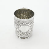 Victorian Sterling Silver Floral Pattern Christening Mug 1890 London Antique