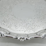 George III Sterling Silver Floral Pattern Salver Dish Antique 1764 London