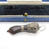 Sterling Silver & Ebony Wood Figa Hand Pendant Antique c1920 Art Deco