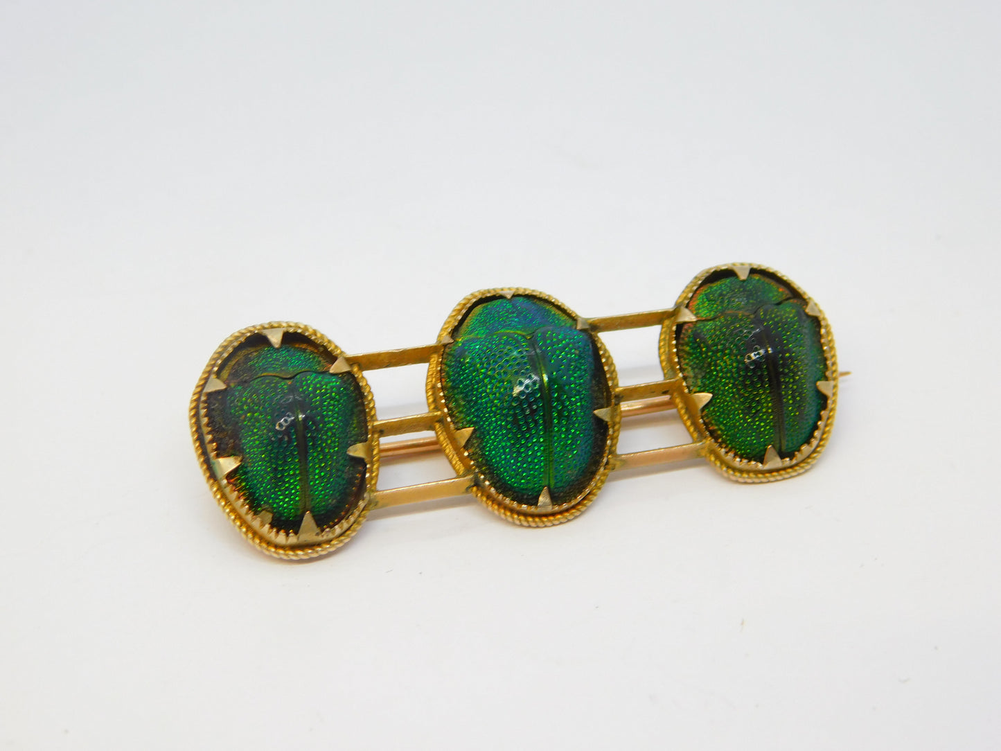 19th Century 9ct Gold Egyptian Revival Scarab Beetle Brooch Antique c1890