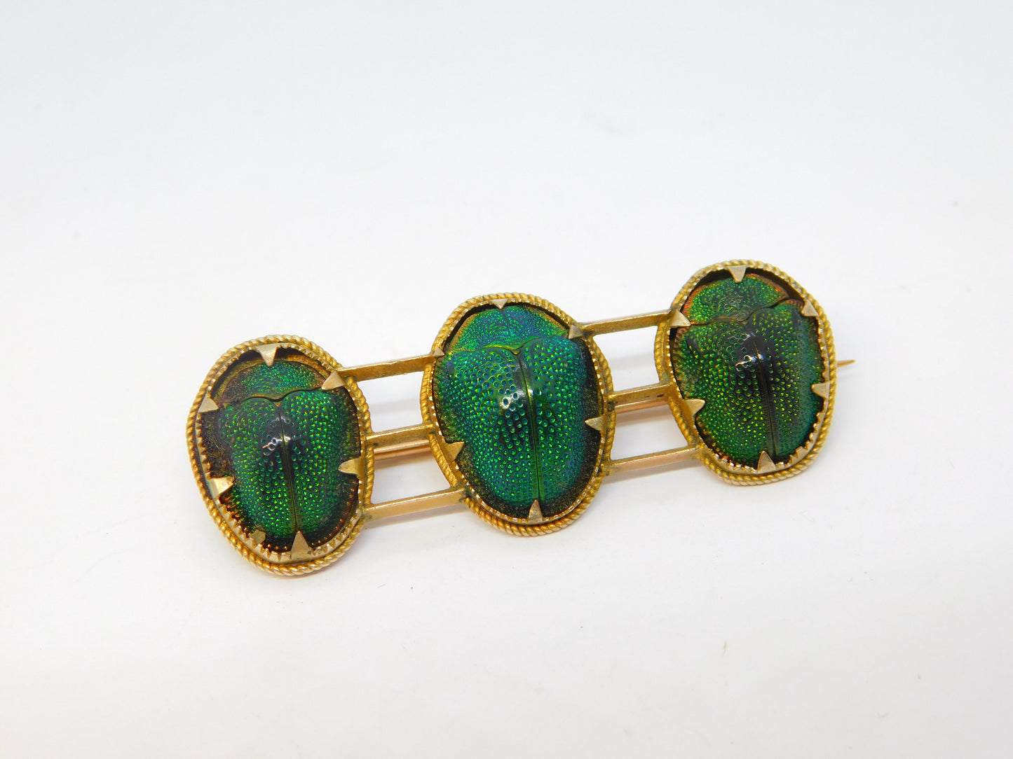 19th Century 9ct Gold Egyptian Revival Scarab Beetle Brooch Antique c1890
