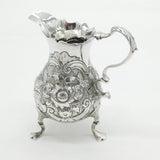 George II Sterling Silver Floral Pattern Paw Foot Cream Jug Antique 1749 London