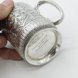 Victorian Sterling Silver Floral Pattern Christening Mug 1890 London Antique