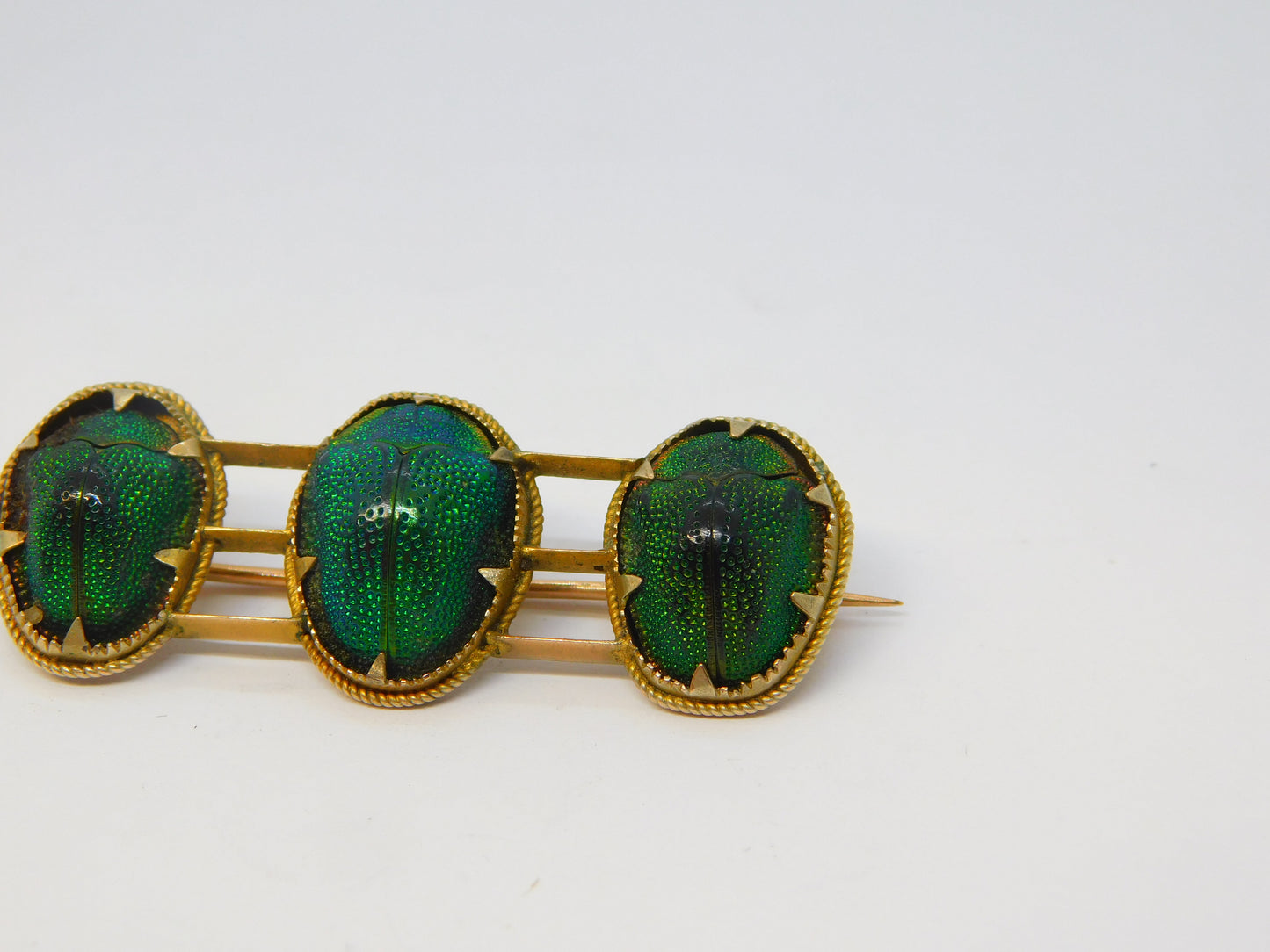 19th Century 9ct Gold Egyptian Revival Scarab Beetle Brooch Antique c1890