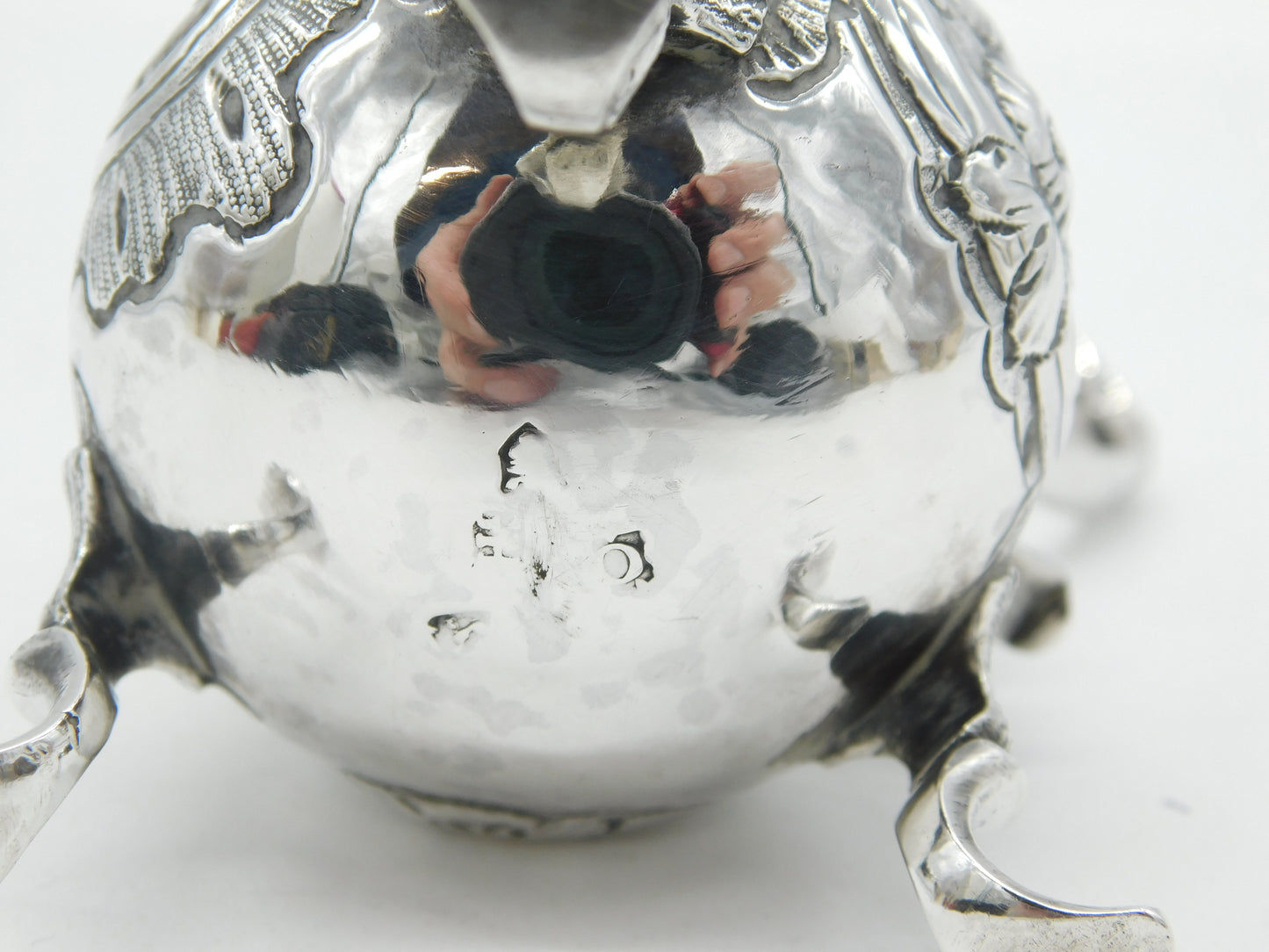 George II Sterling Silver Floral Pattern Paw Foot Cream Jug Antique 1749 London