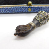 Sterling Silver & Ebony Wood Figa Hand Pendant Antique c1920 Art Deco