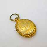 Victorian 18ct Gold Back & Front Floral Mourning Locket Pendant Antique c1890