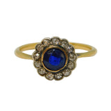 Victorian 18ct Yellow Gold, 0.5ct Sapphire & Diamond Engagement Ring Antique