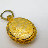 Victorian 18ct Gold Back & Front Floral Mourning Locket Pendant Antique c1890